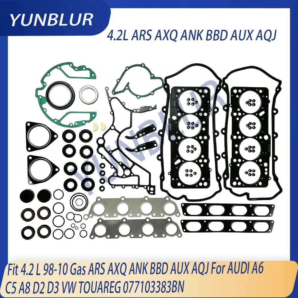 Engine Cylinder Head Full Gasket Set Fit 4.2 L 98-10 Gas ARS AXQ ANK BBD AUX AQJ For AUDI A6 C5 A8 D2 D3 VW TOUAREG 077103383BN