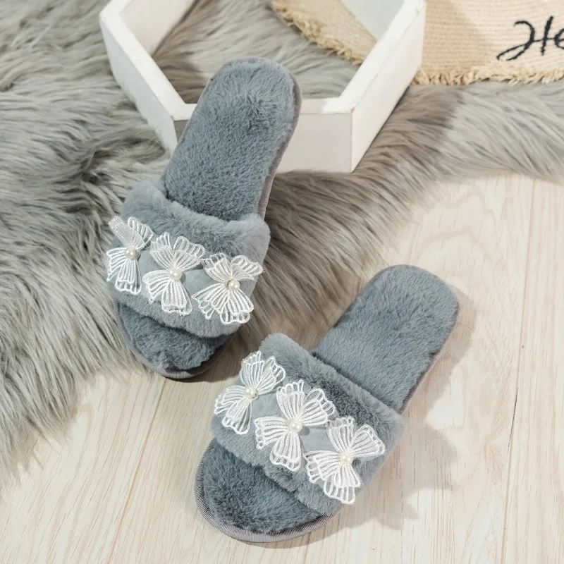 2025 Hot Sale Of The Season New Home Slippers Women Flat Bottom Plush Large Size Outdoor Cotton Slippers Comfortable - Image 3