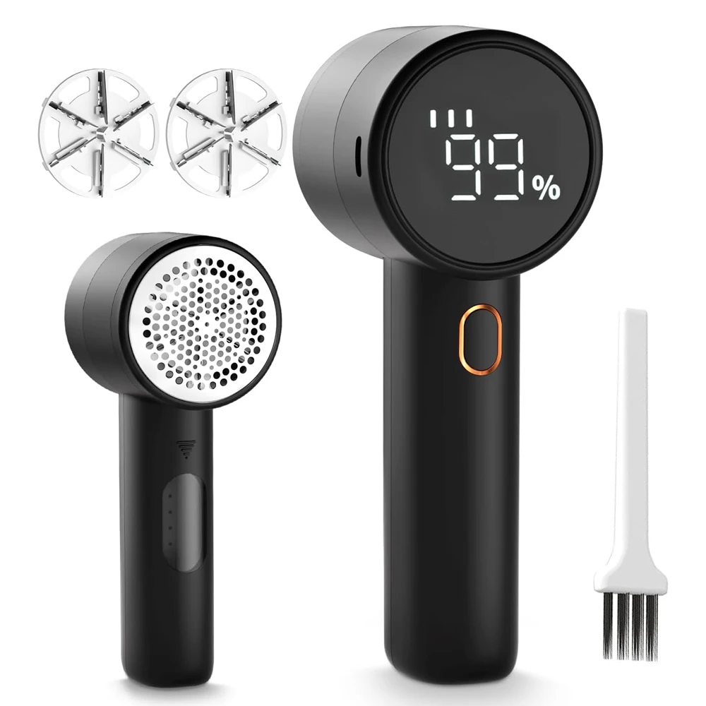 

Fabric Shaver Lint Remover Rechargeable 2600mAh with 3 Speeds 6 Leaf Blades LED Display Remove Pilling for Clothes Sweater
