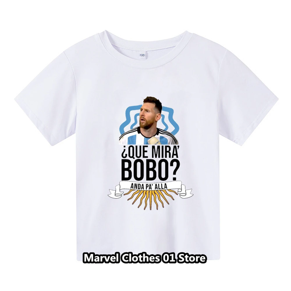 Camiseta de Messi del mismo estilo para niños, camisa Que Mira Bobo 3d, Tops de verano para niñas, camiseta de manga corta informal para niños, superventas