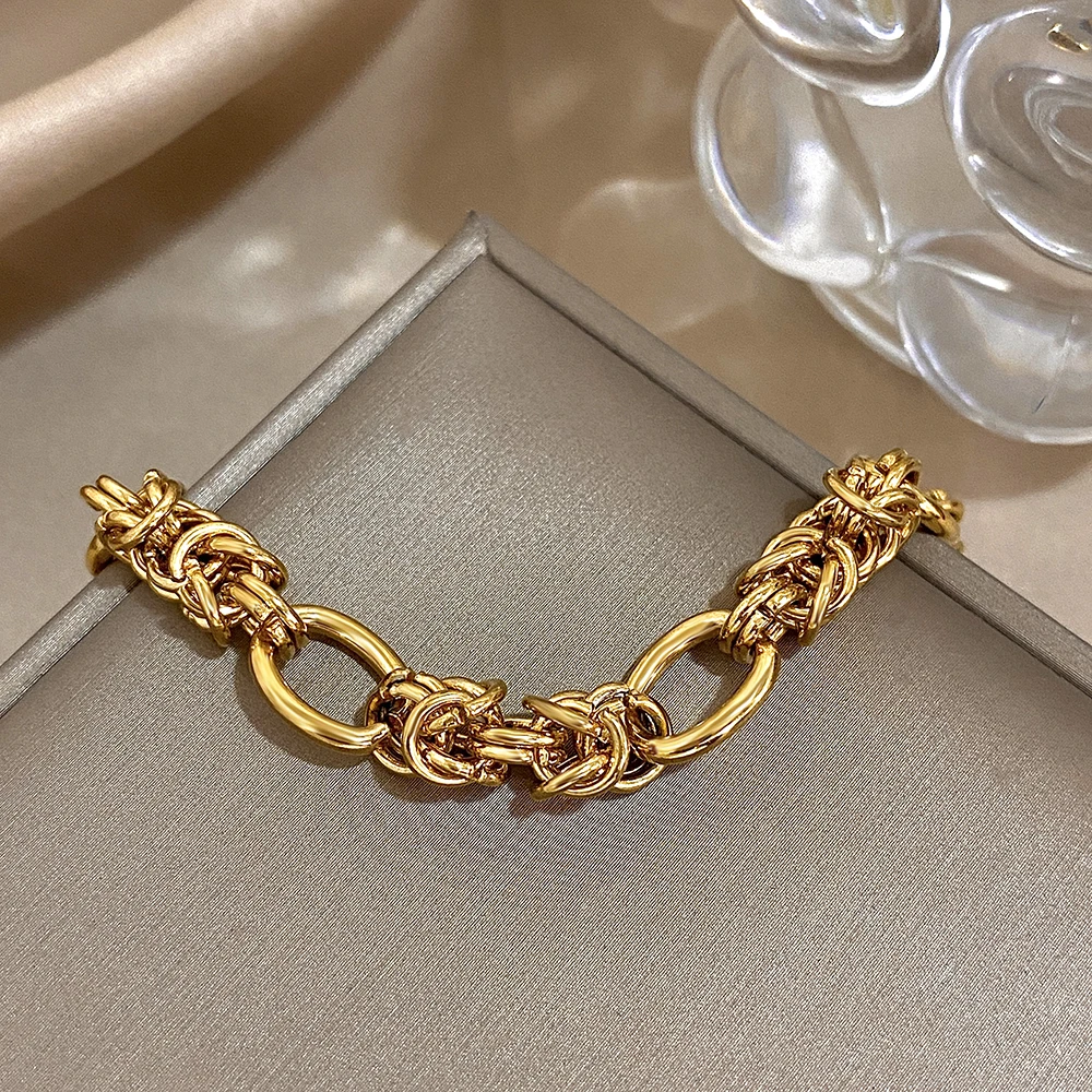 Greatera Bangle Gold Color Twist Knot Personalized Chain Diy Handmade Bracelet Accessories Stainless Steel Jewelry For Women
