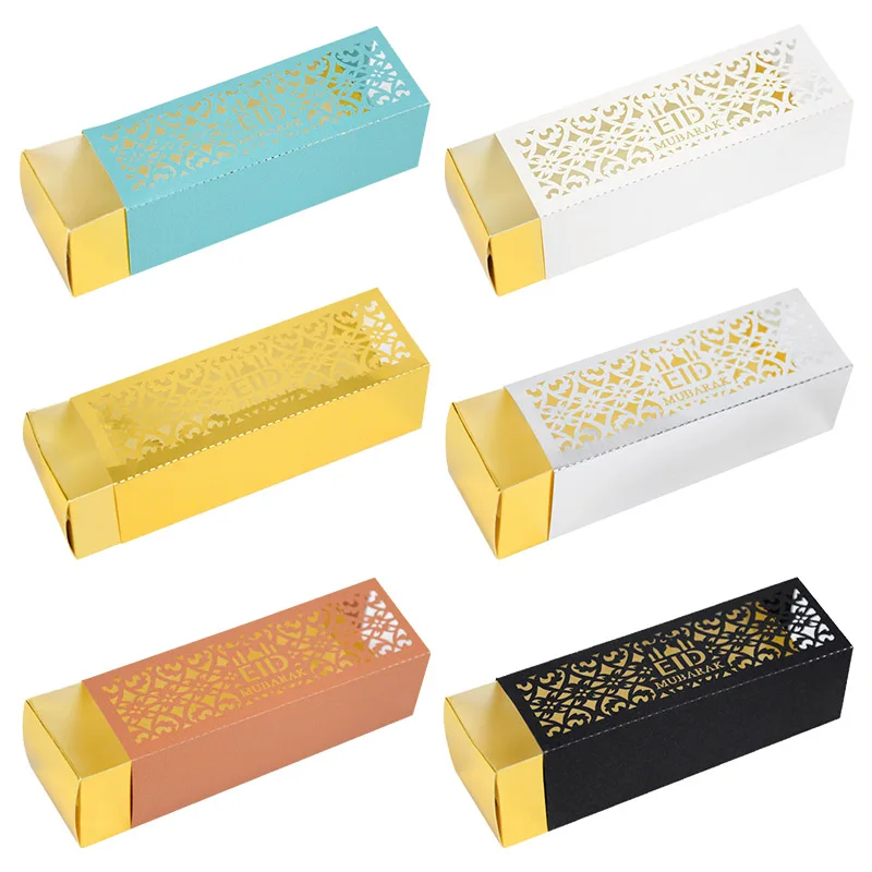 10pcs Eid Mubarak Candy Box Rectangular Gift Box For Party Candy Cookie Snack Packaging Supplies Islamic Mubarak Ramadan Decor