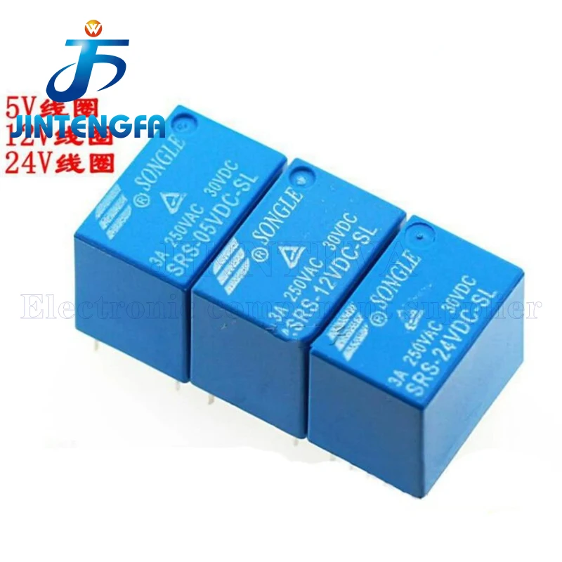 5PCS/Lot SRS-05VDC-SL SRS-12VDC-SL SRS-24VDC-SL 5V 12V 24V DC 6Pin 3A 4100 series Relay Signal Relay