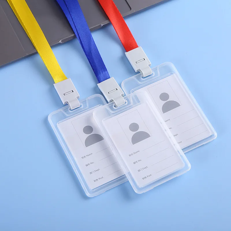 10Pcs Card Cover ID Card Holder With Silicone Rope Professionals Employee Access Control Card Holder ID Badge Lanyard Holder