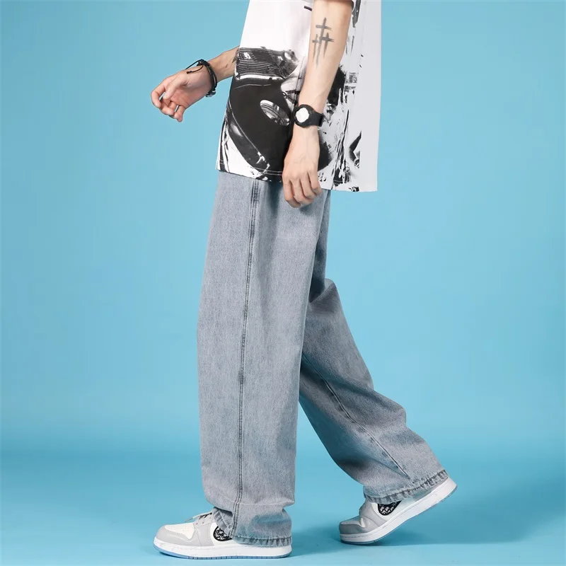 Spring Wide-leg Jeans Men's Fashion Casual Korean Jeans Men Streetwear Loose Hip-hop Straight Denim Trousers Mens Jeans Pants
