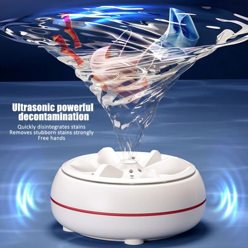 Mini Ultrasonic Washer 27W USB 50s Reverse Clean Circle 30min Self Power Off Turbine Wash Machine For Home