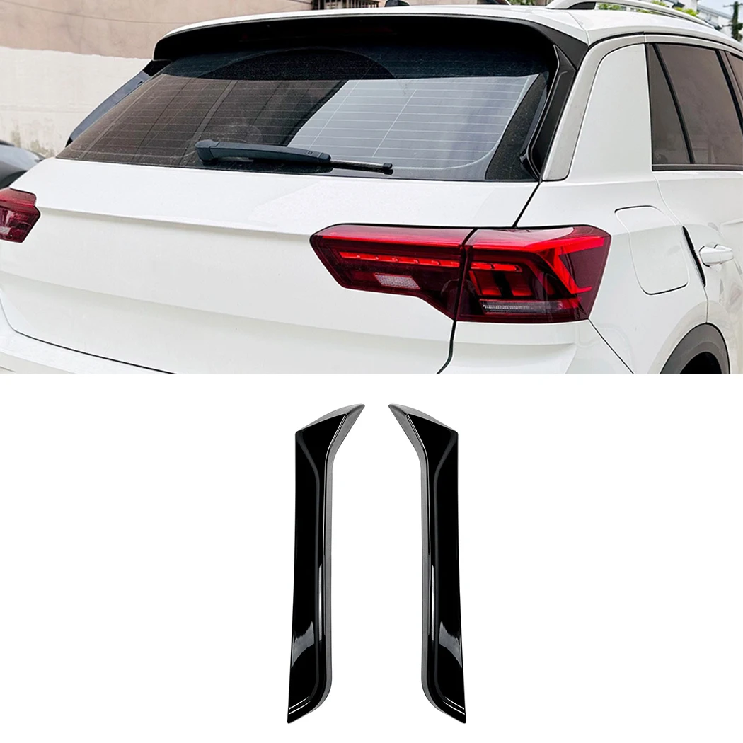 Glossy black/Carbon Fiber look  Rear Window Side Spoiler Canard Splitter For Volkswagen T-Roc 2017-2025 Car Accessories