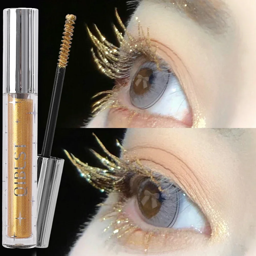 Mascara diamante brillante galassia paillettes ciglia glitterate a prova di sudore asciugatura rapida duratura arricciatura mascara spesso trucco luccicante 1 pz