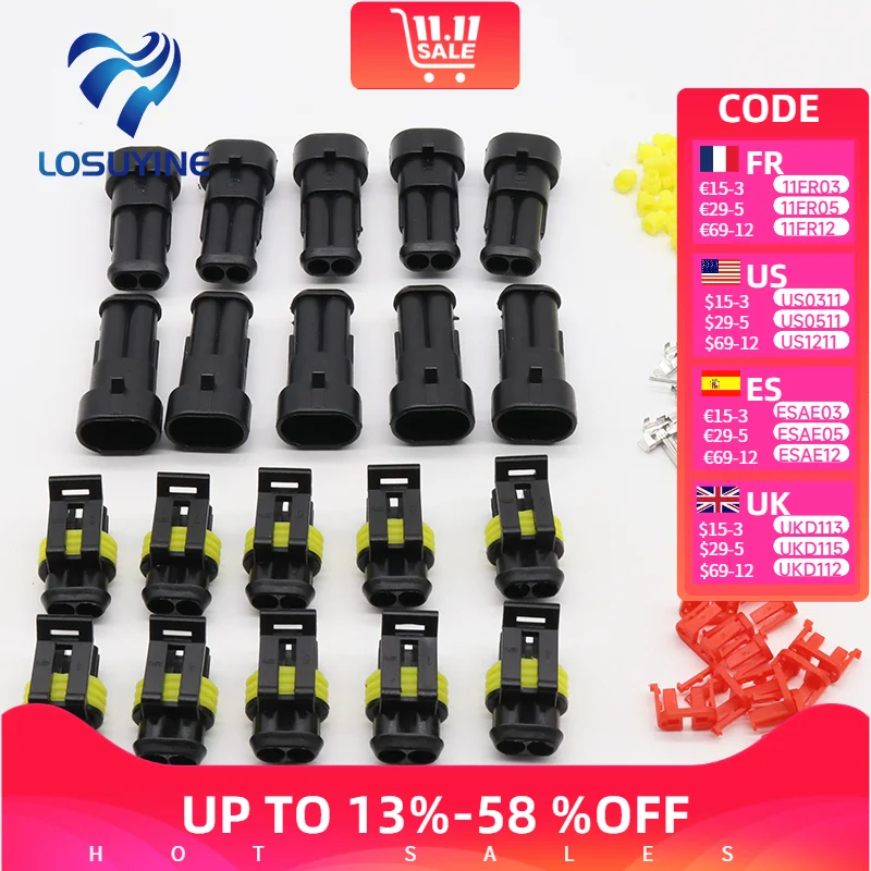 

Акция! 10 комплектов 2-контактный водонепроницаемый разъем для электрического провода