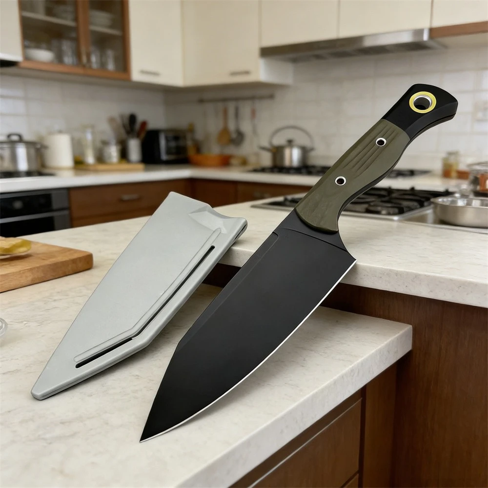 

High-quality House Fixed Blade Knife with Sheath D2 Blade and G10 Handle Daily Kitchen Protable Knife Cutting Meat Cooking Knife