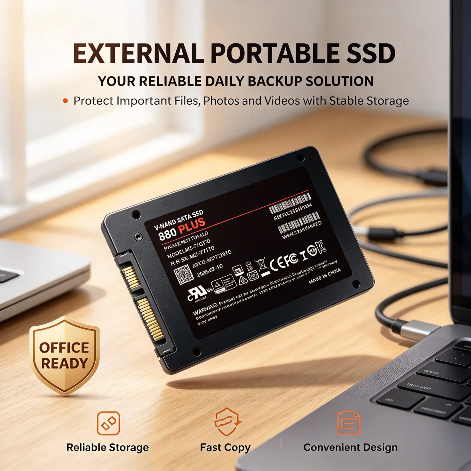 Solid State Disk SSD 880 PLUS, 500GB/1TB/2TB/4TB, Internal HDD Hard Drive, SATA3, 2.5-Inch, Desktop, Microcomputer, Laptop.