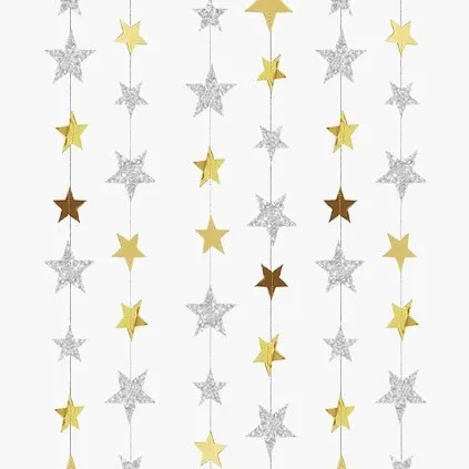 Gold Dollar Sign Hanging Garland, Metallic Money Symbol Streamer Curtain for Birthday Party Wall Decor view 6