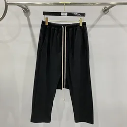 Owen Seak Men Casual Harem Pants Cotton Gothic Men's Clothing Sweatpants Summer Women Calf-Length Pant Loose Black Pants Size XL