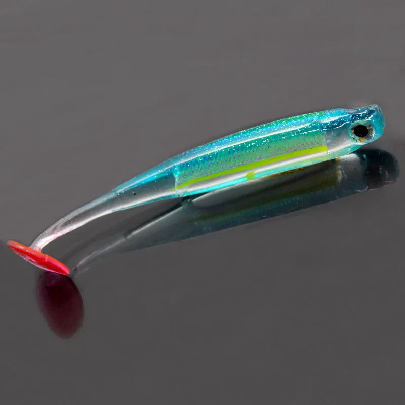 2 teile/los 7 cm/9 cm 2g/5g Wobbler Angeln Locken Regenbogen Shiner Köder T schwanz Bionic Weiche Silikon Künstliche Realistische Angelgerät
