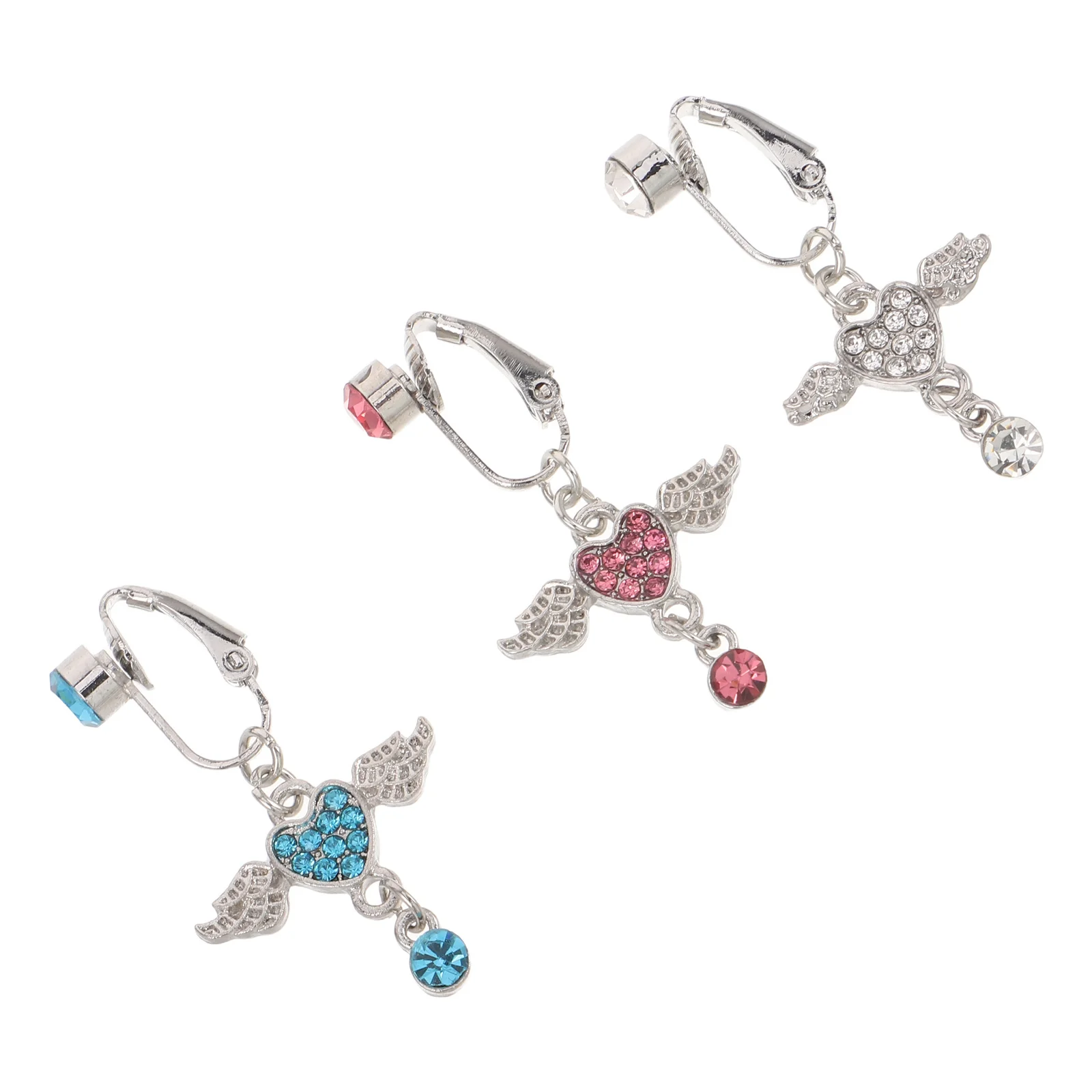 

3pcs Fake Belly Piercing Clip On Non Piercing Belly Ring For Women Crystal Wing Dangle Navel Rings Body Jewelry