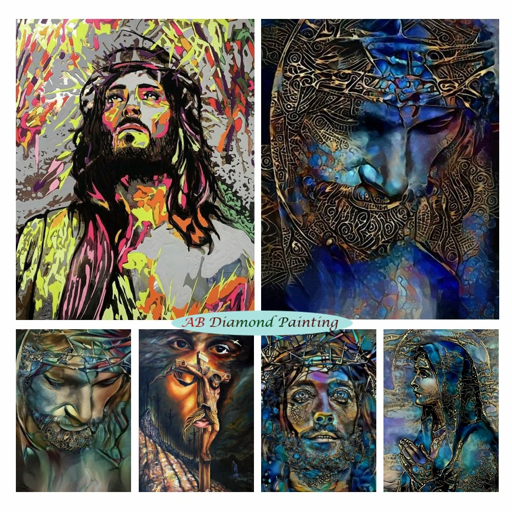 

5D AB Diamond Mosaic Portrait Painting Religion Diamond Embroidery Jesus Christ Icon DIY Needlework Cross Stitch Kit Room Decor