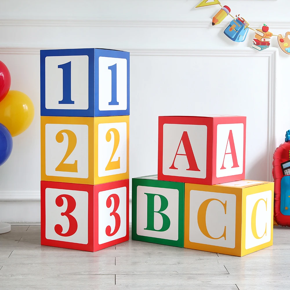 

1 Set Back-to-school Decor ABC Letter Graduation Box 123 Balloon Box 2024 Back-to-school Party Supplies Background Photo Props