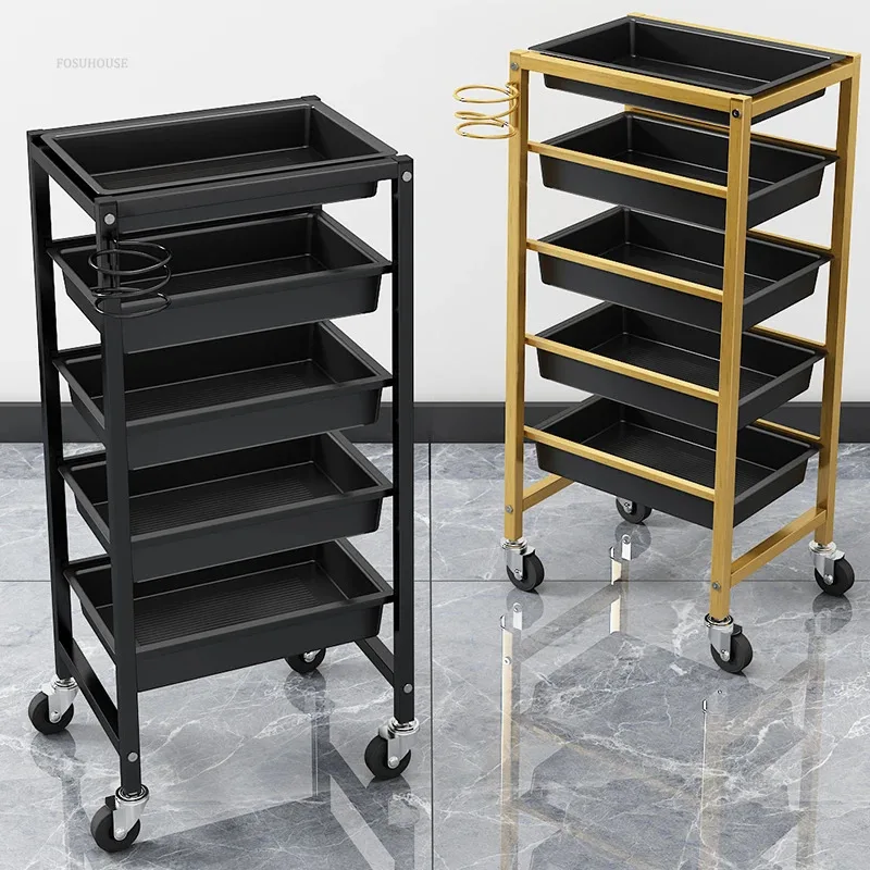 Multifunctional Rack Barber Shop Iron Trolleys Beauty Perm And Dye Organizer Trolley Salon Furniture