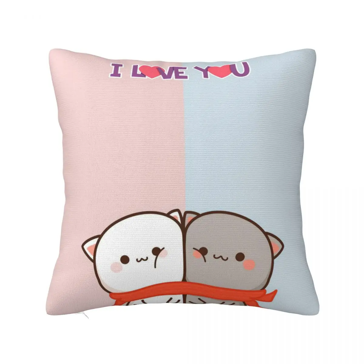 Peach And Goma Love Pillowcase Cushion Cover Decorative Cute Mocha Mochi Cat Pillow Case Cover Living Room Zippered 40X40cm