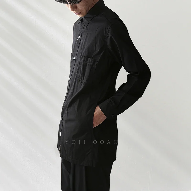 قميص YOJI OOAK من القطن البوبلين مع فتحة خلفية وقميص بوبلين قطني أصلي بأكمام طويلة وطية صدر السترة #5