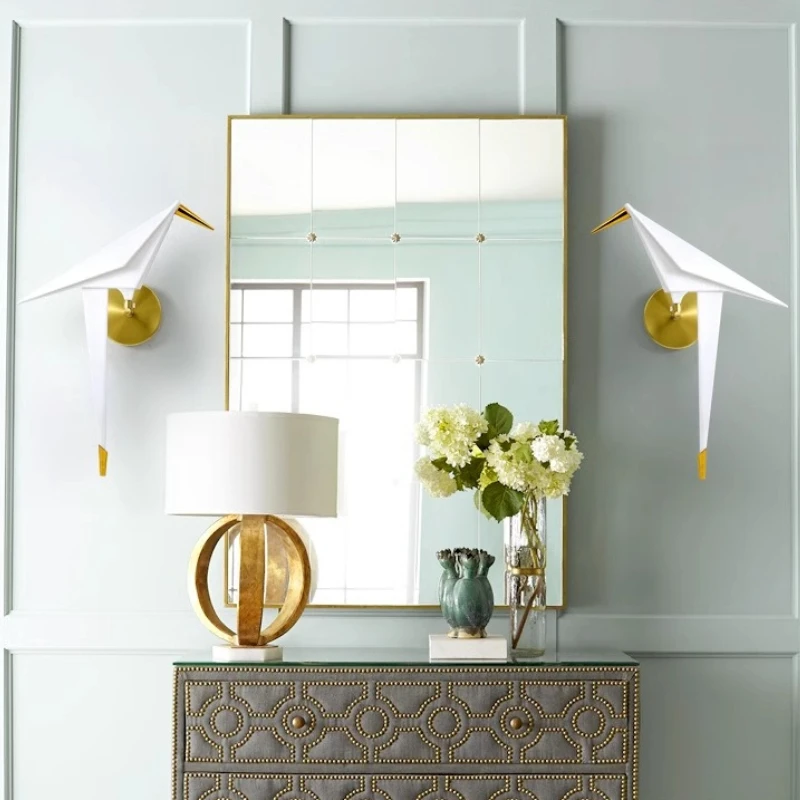 

Modern Designer Wall Lamps Atmosphere Paper Crane LED Wall Sconces Homestay Restaurant Bedroom Corridor Bedside Adorn Wall Light