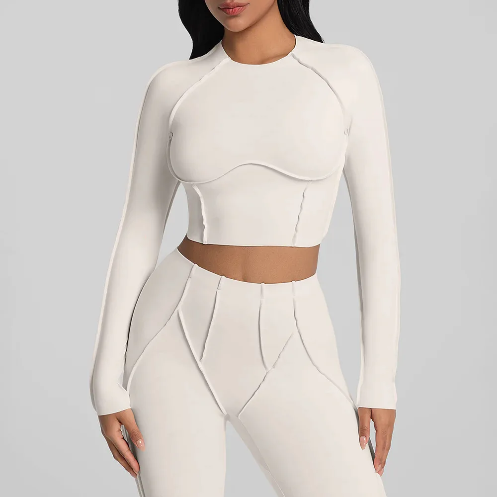 

Naked Feel Quick-Dry Long Sleeve Yoga Top Ruched Detail Stylish Pilates Outdoor Fitness Tank for Women