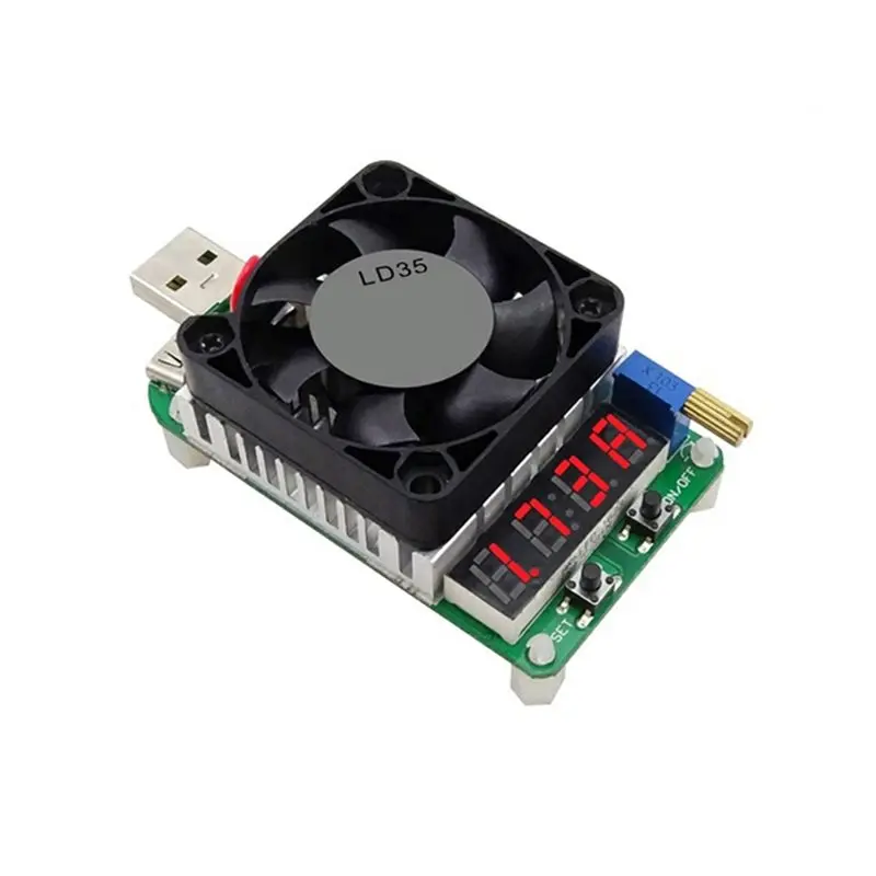 A97I-2X USB Electronic Load Tester Multifunctional Digital Voltage Current Meter Battery Tester With Fan LD35