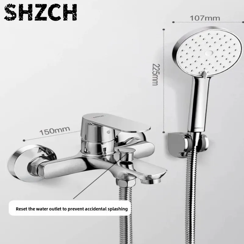 Heavy Duty Brass Shower Faucet, Cold Hot Water Mixing Valve, 3 Way Bathtub Tap Set, Anti Explosion Dual Control Bathroom Kit