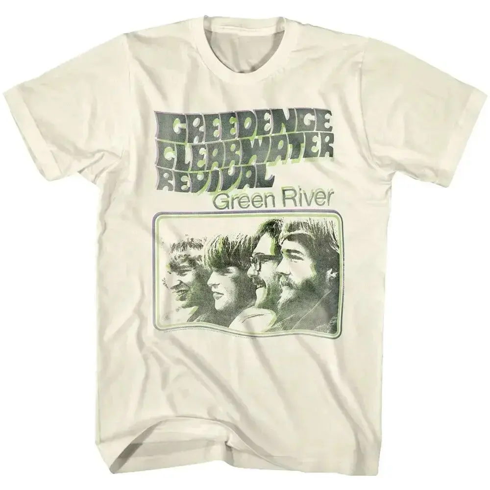 Camiseta Vintage Rock Creedence Clearwater Revival Oversize para Motociclistas, Camiseta Engraçada de Rock em Algodão, Moda Streetwear Unissex