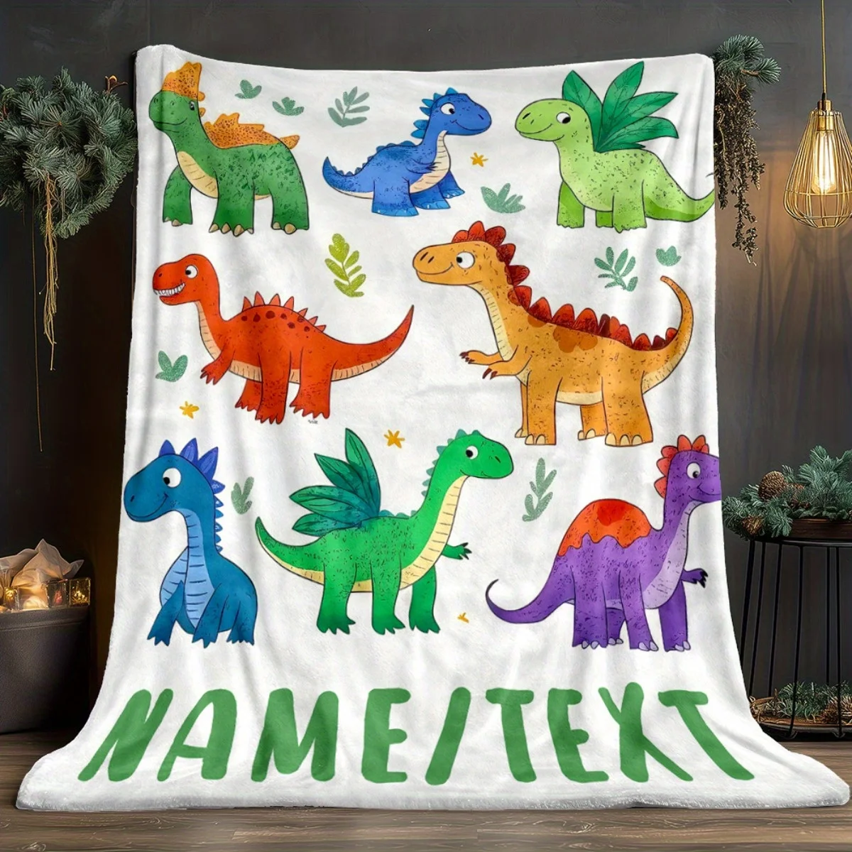 Customized dinosaur team blanket made of lightweight, soft, and warm polyester bedding, suitable for sofa beds, travel camping