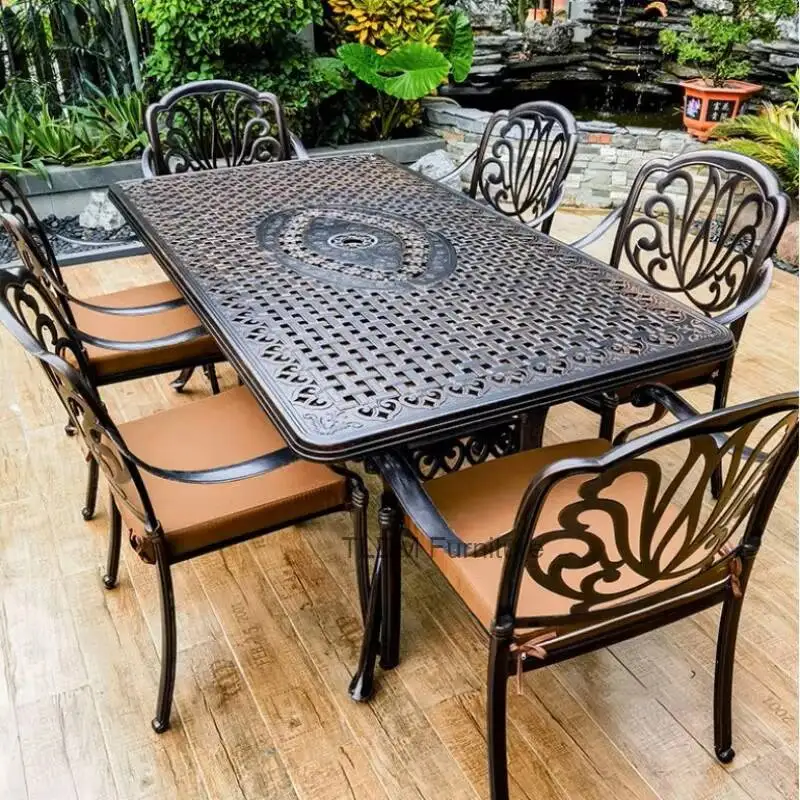 

Комплекты садовой мебели для улицы: стол и стулья из литого алюминия для балкона и двора, мебель для отдыха на открытом воздухе