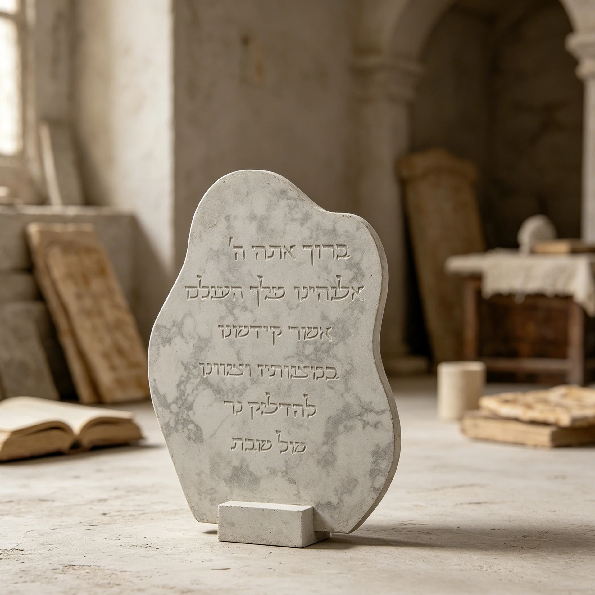 Judaica Shabbat Candle Blessing Plaque Mold, Irregular Shape Resin Mold for Israeli Home Sabbath Ritual