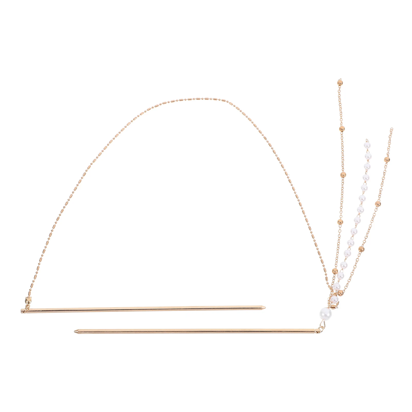 

Vintage Hair Pin Double Chain Tassel Hair Stick for Women Girls Chinese Style Bun Holder Decorative ABS Zinc Alloy