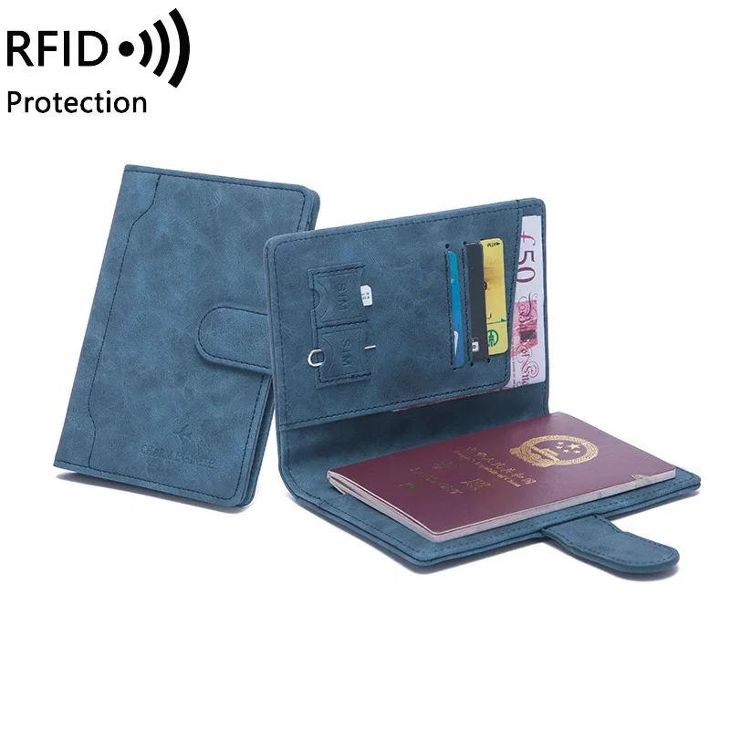 Passport Holder Travel Wallet Simple Buckle Short Ultra-thin Ticket Holder for Men and Women Travel Fundas De Pasaporte