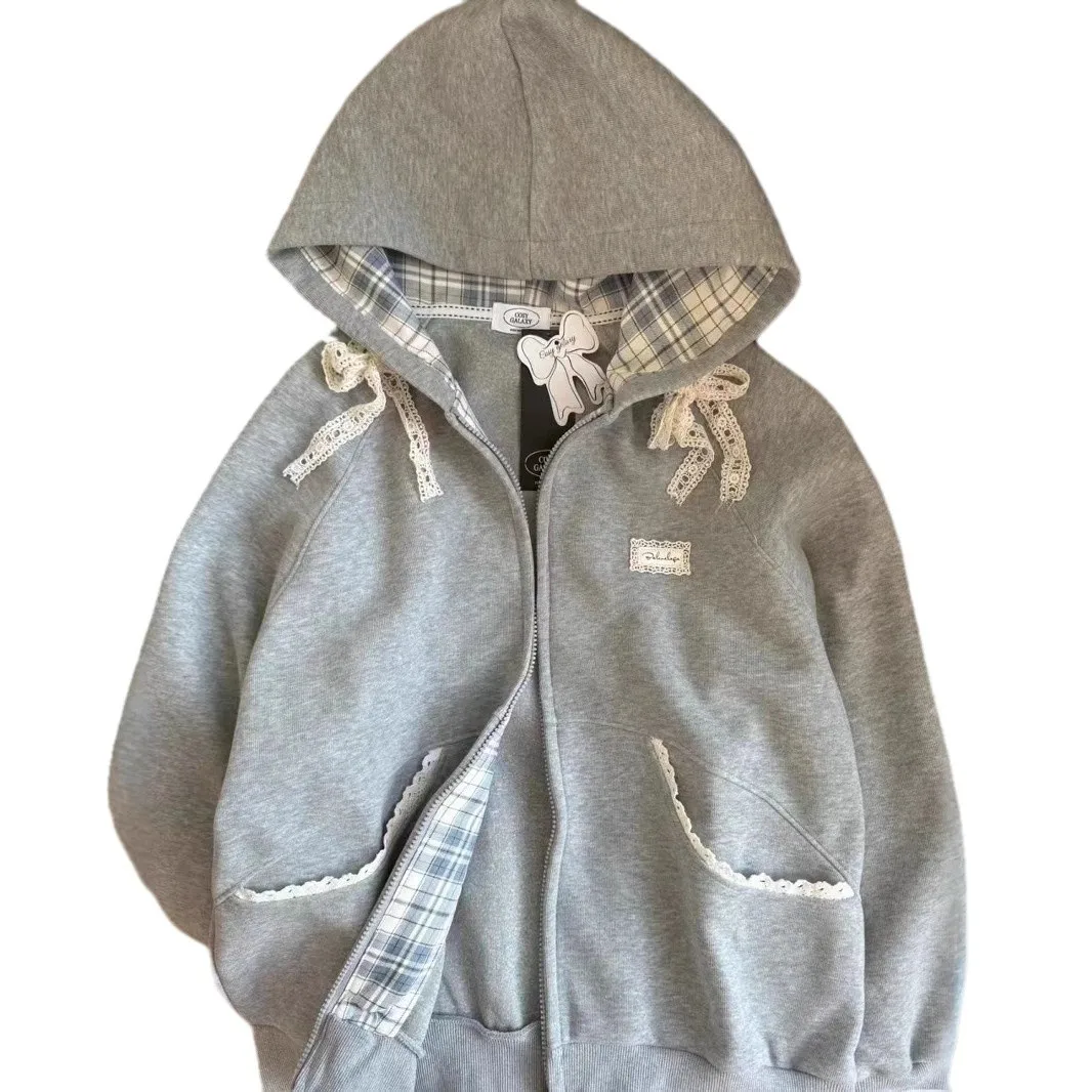 Autumn New Loose Zip Up Hoodie for Women Winter Japan Korean Fashion Harajuku Sweatshirt Oversized Hoodie Jacket Coat Y2k