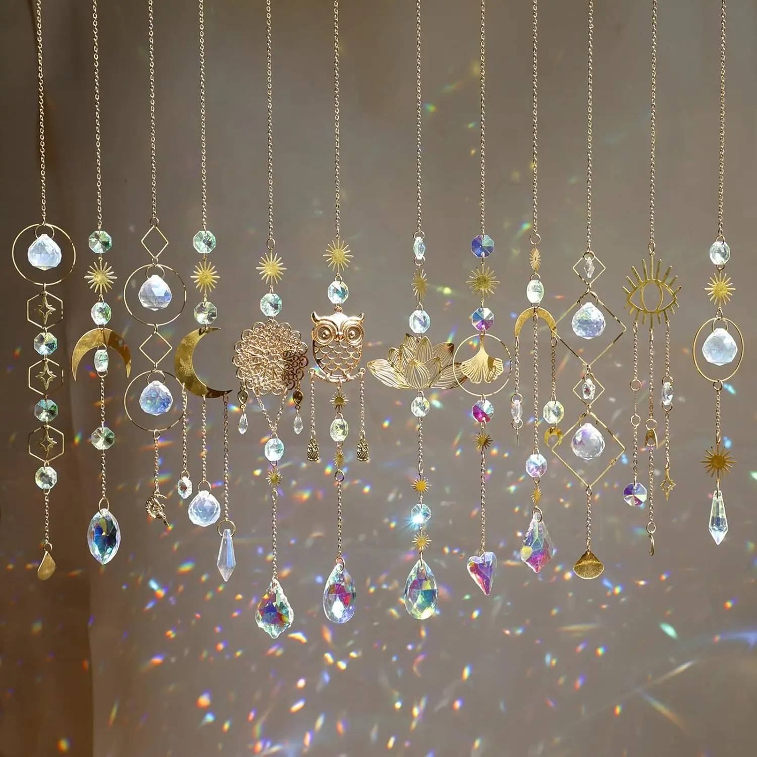 

Набор из 16 разноцветных хрустальных солнечных ловушек для украшения окон, подвесные украшения для дома и улицы