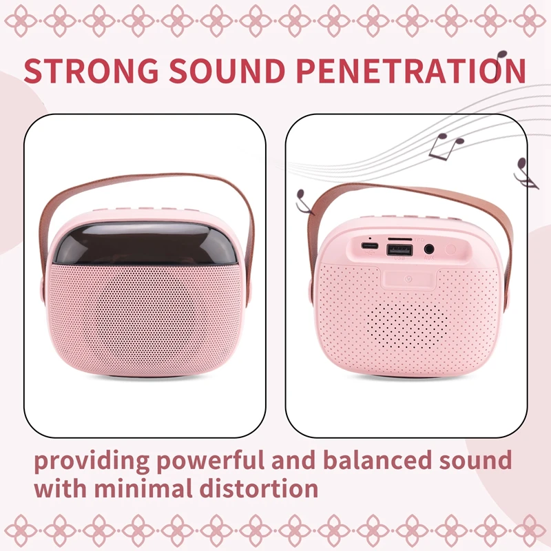 آلة كاريوكي للأطفال، مكبر صوت بلوتوث محمول مع 2 ميكروفونات لاسلكية