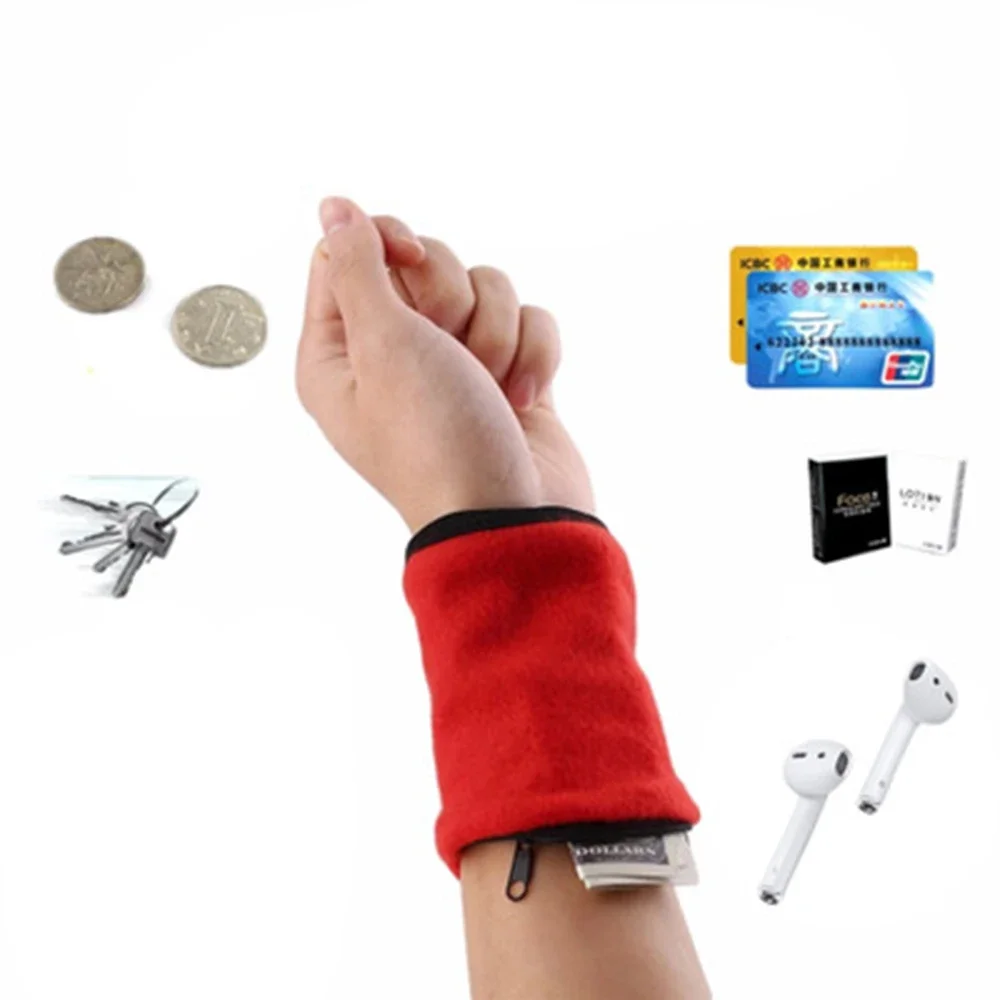 Mini Wrist Wallet Key Pouch Band Fitness Sports Zipper Wristband Running Gym Cycling Safe Coin Purse Cotton Wrist Bag Men Women image 4