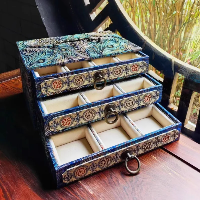 

High-end Jewelry Display Box Bracelet Jewellery Storage Boxes Retro Trinket Organizer Cases Multilayer Bracelet Displays Case