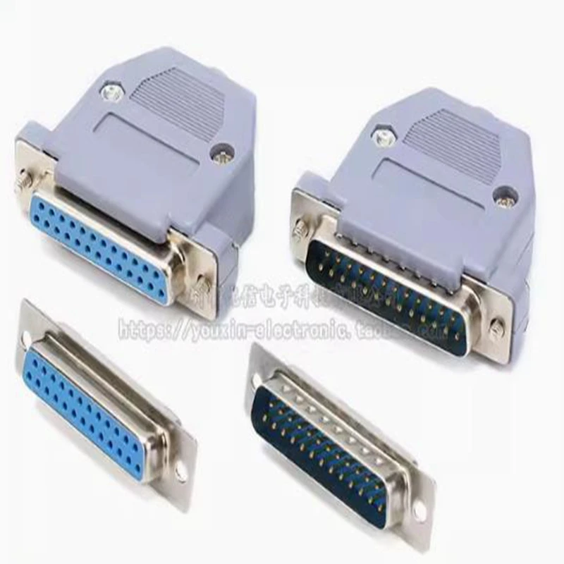 10pcs DB25 plug socket female male shell parallel port double row 25-core welding wire