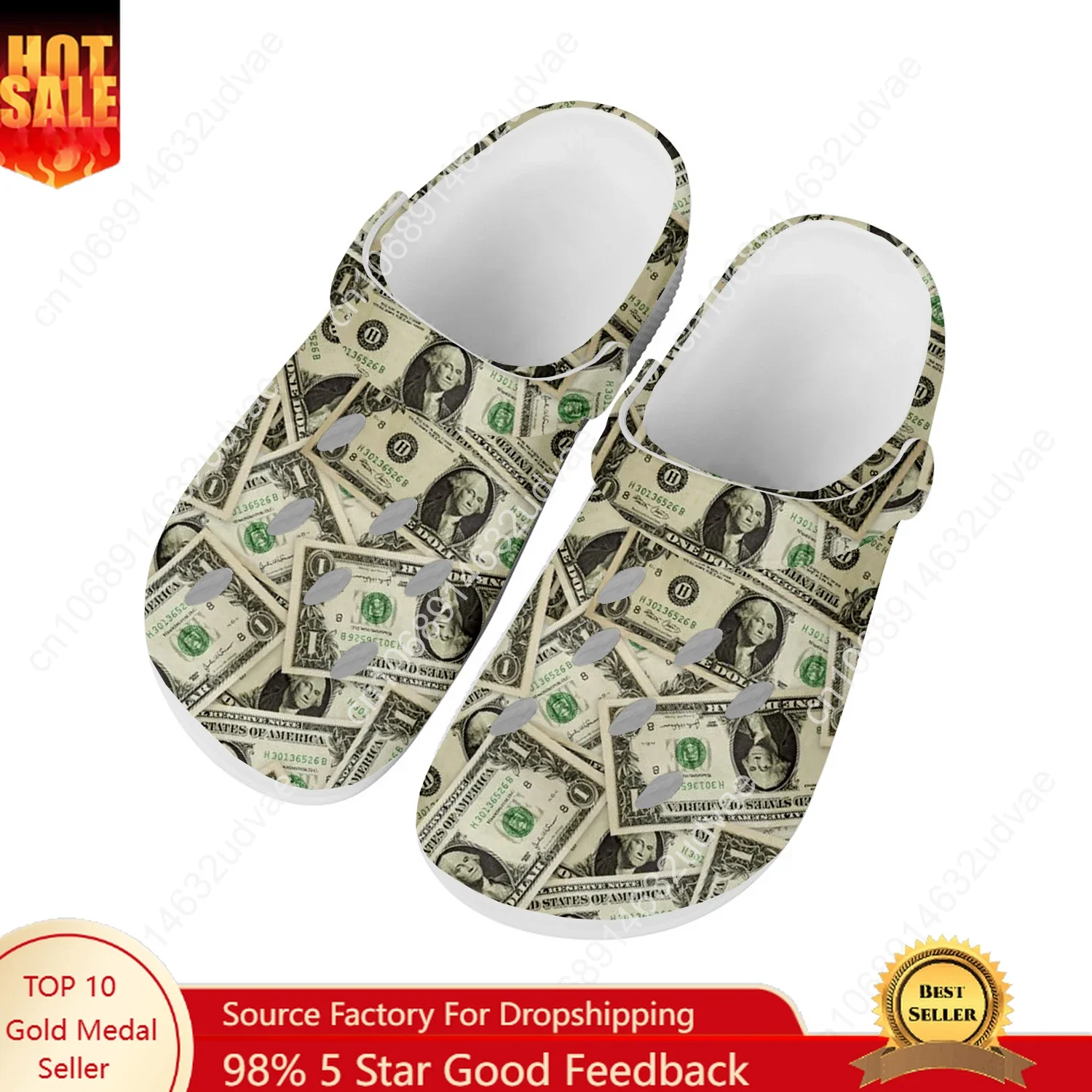

Dollar Printed Water Shoes Mens Womens High Quality Fashion Home Garden Clogs Customizd Sandals Beach Breathable Hole Slippers