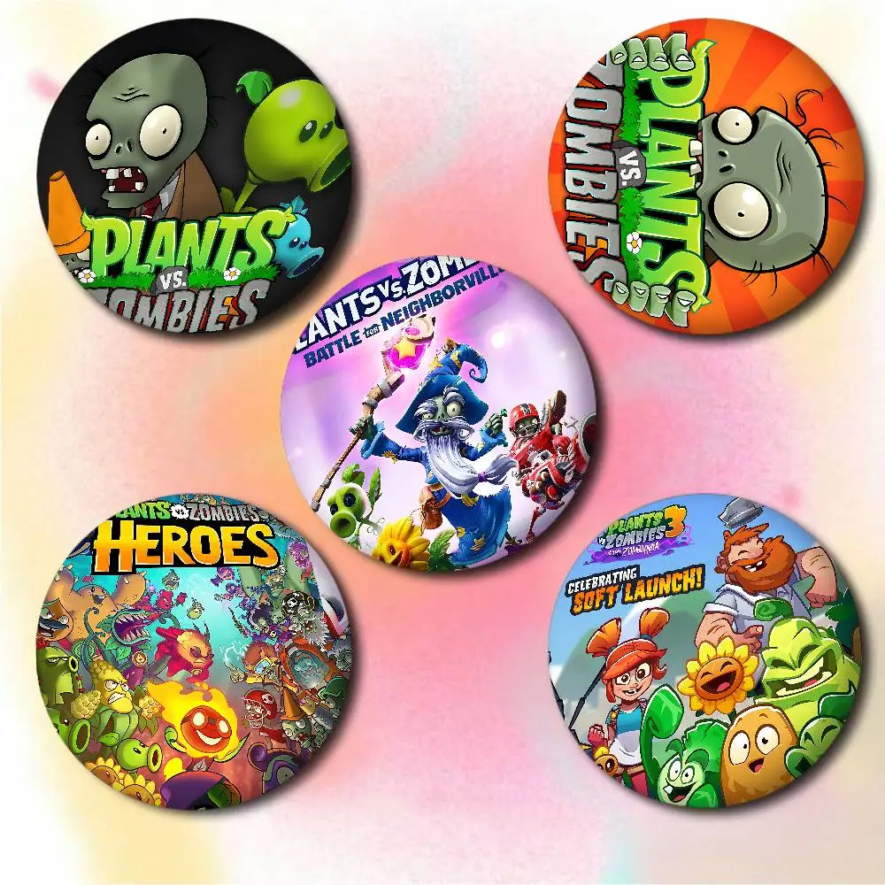 بارد P-النباتات مقابل Z-الزومبي الكرتون دبابيس أنيمي شارة مستديرة اليدوية بروش التلبيب دبابيس مجوهرات لحقيبة الظهر الملابس الهدايا #2