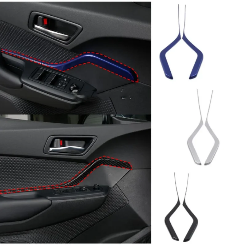 

ABS Plastic Car Sticks Interior Panel Armrest Lift Switch Button Trim Frame 2pcs For Toyota C-HR CHR 2017 2018 2019 2020 2021