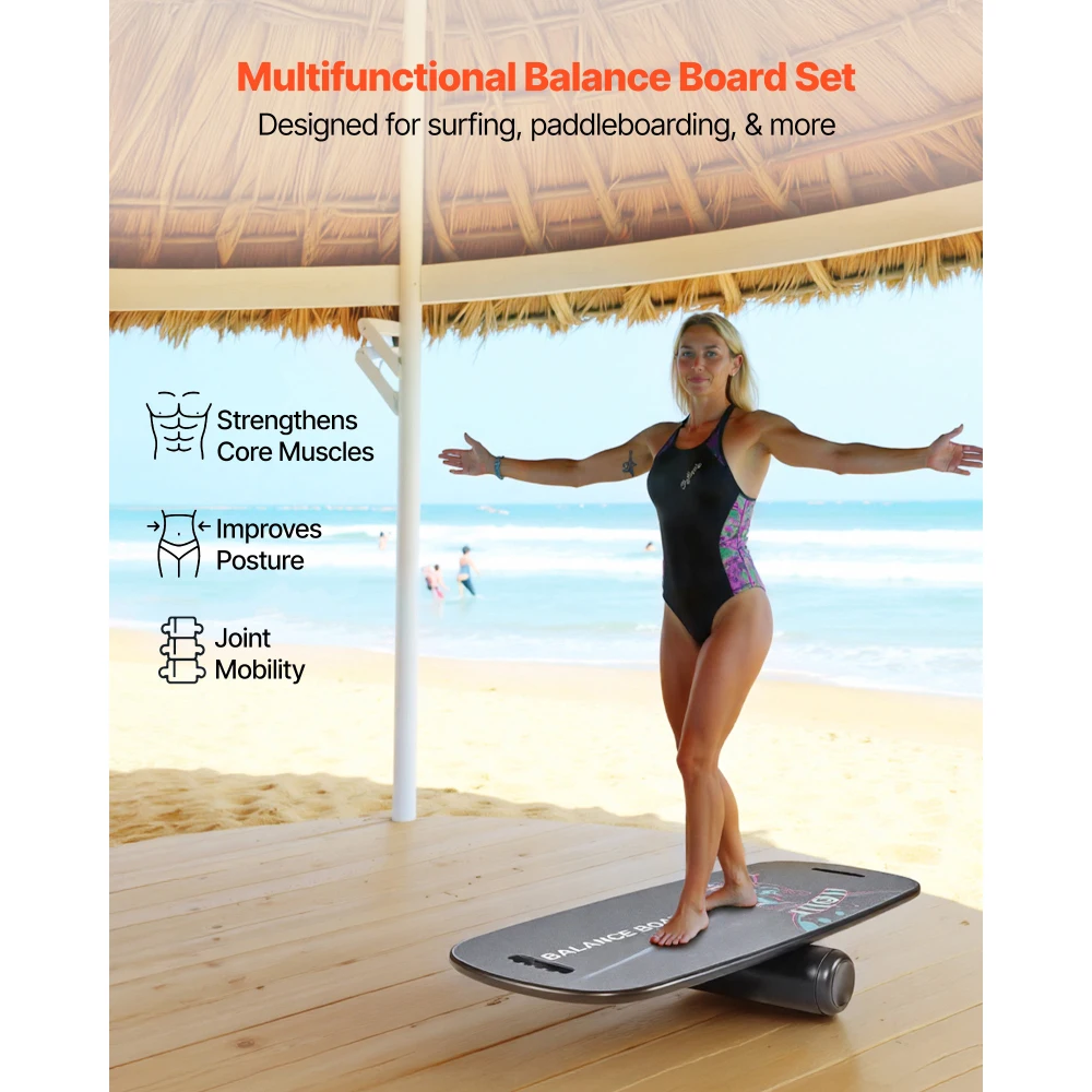 Ye Balance Board: 2-in-1 Wobble Board Trainer for Adults, Premium Wooden Balance Training Equipment with Roller, Magnetic Stoppers, Storage Rack, for Core Workouts, Surf Training & Physical Therapy