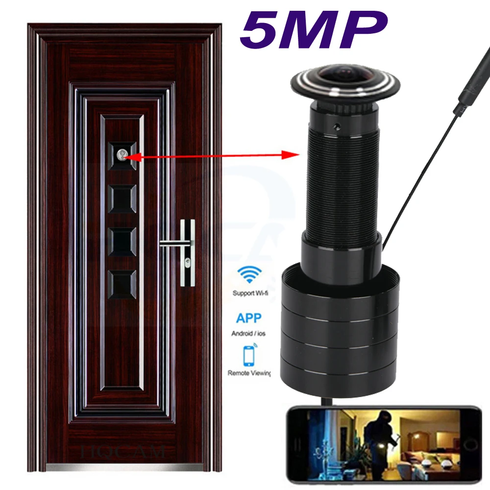 5mp Door Eye Ip Camera Wifi DOOR Eye Hole Camera Wide Angle 170degree Cat FishEye Peephole Door CCTV Security Camera Network P2P