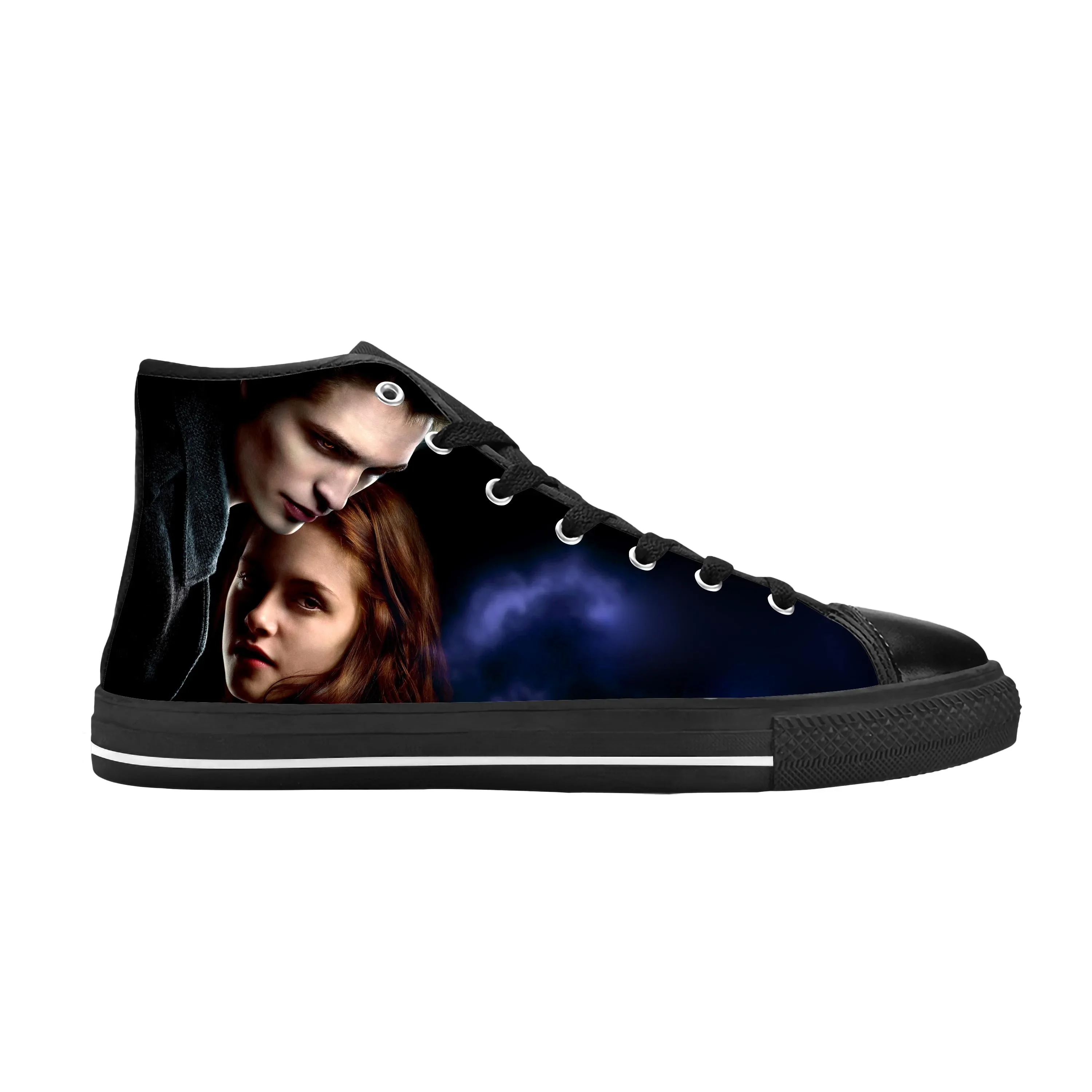 Sapato de pano casual para homem e mulher da saga Crepúsculo, vampiro, Bella Edward, legal, top alto, confortável, respirável, estampa 3D, tênis