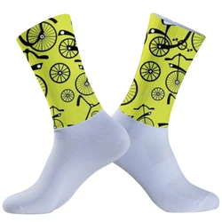 New Summer Aero Bike Team Cycling Socks Men Women Silica Gel Non-slip Breathable Pro Racing Sports Socks