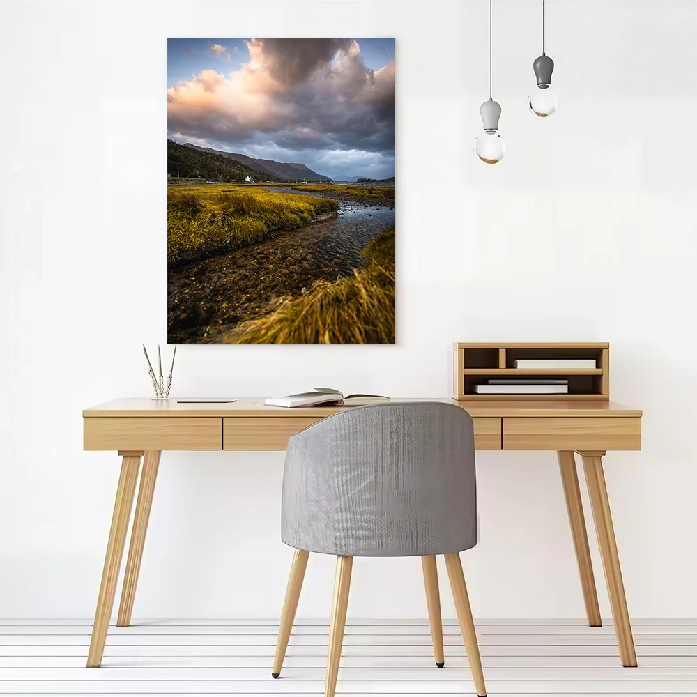 Scottish Highlands Landscape With Stream Printed Canvas Poster Custom Pictures Wall Art Canvas Painting for Wand Deko Decoration