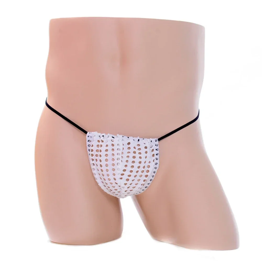 

Sexy Men Low Waist G-string Underpants Sheer Mesh See Through Thong Briefs Underwear Open Buttocks Panties Seductive Lingerie