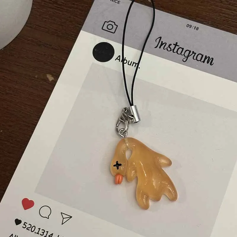 Mobile Phone Rope Keyring Ice Transparent Color Changing Roasted Duck Keychain Student Backpack Pendant Car Hanging Accessories